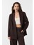 Kahve Regular Fit Kruvaze Kadın Blazer Ceket 2