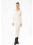 Ekru Kadın Fitilli Midi Triko Elbise 1