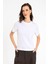 Beyaz Kadın Bisiklet Yaka Basic T-Shirt 1