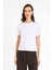 Beyaz Kadın Bisiklet Yaka Basic T-Shirt 2