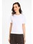 Beyaz Kadın Bisiklet Yaka Basic T-Shirt 4