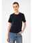 Lacivert Kadın Bisiklet Yaka Basic T-Shirt 1