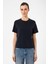Lacivert Kadın Bisiklet Yaka Basic T-Shirt 2