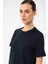 Lacivert Kadın Bisiklet Yaka Basic T-Shirt 4