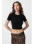 Siyah Crop Kadın T-Shirt 3