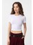 Beyaz Crop Kadın T-Shirt 1
