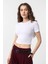 Beyaz Crop Kadın T-Shirt 3