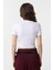 Beyaz Crop Kadın T-Shirt 4