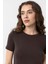 Kahve Crop Kadın T-Shirt 4