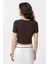Kahve Crop Kadın T-Shirt 5