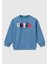 Erkek Çocuk Havacı Mavi Benetton Logo Baskılı Bisiklet Yaka Sweatshirt 1