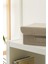 Bej Dokulu Kapaklı Dolap Çekmece Içi Takı Çamaşır Katlanır Saklama Kutusu Organizer 30 x 23 x 11 3