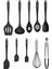 Silikon Spatula Seti, 10 Parça, BPA Free, Siyah, Dayanıklı ve Kullanışlı 1