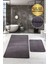 Kare Plus Antrasit Büyük Ebat (80 x 150 + 50 x 80 cm ) 2'li Banyo Paspası Yıkanabilir Klozet Takımı 1