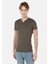 Slim Fit Placket Neck Düz Erkek Yeşil Kısa Kol Tişört 1