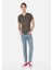 Slim Fit Placket Neck Düz Erkek Yeşil Kısa Kol Tişört 3