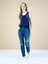 Slim Fit Orta Bel Daralan Paça Kadın İndigo Jean Pantolon 3