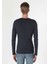 Slim Fit Placket Neck Düz Erkek Lacivert Uzun Kol Tişört 2