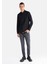 Slim Fit Shirt Neck Düz Erkek Siyah Uzun Kol Gömlek 3