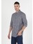 Regular Fit Shirt Neck Kareli Erkek Lacivert Uzun Kol Gömlek 1