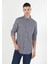 Regular Fit Shirt Neck Kareli Erkek Lacivert Uzun Kol Gömlek 3