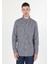 Regular Fit Shirt Neck Kareli Erkek Lacivert Uzun Kol Gömlek 4