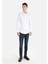 Süper Slim Fit Shirt Neck Düz Erkek Beyaz Uzun Kol Gömlek 3
