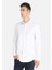 Süper Slim Fit Shirt Neck Düz Erkek Beyaz Uzun Kol Gömlek 1