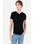 Slim Fit Placket Neck Düz Erkek Siyah Kısa Kol Tişört 2