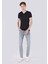 Slim Fit Placket Neck Düz Erkek Siyah Kısa Kol Tişört 5