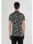 Slim Fit Polo Yaka Baskılı Erkek Siyah Kısa Kol Tişört 2