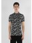 Slim Fit Polo Yaka Baskılı Erkek Siyah Kısa Kol Tişört 4
