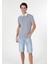 Regular Fit Polo Yaka Düz Erkek Mavi Kısa Kol Tişört 1