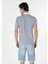 Regular Fit Polo Yaka Düz Erkek Mavi Kısa Kol Tişört 2