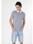 Regular Fit Polo Yaka Düz Erkek Mavi Kısa Kol Tişört 3