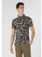Slim Fit Polo Yaka Baskılı Erkek Bej Kısa Kol Tişört 1