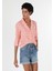 Regular Fit Shirt Neck Kareli Kadın Turuncu Uzun Kol Gömlek 1