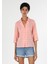 Regular Fit Shirt Neck Kareli Kadın Turuncu Uzun Kol Gömlek 4