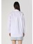 Relaxed Fit Shirt Neck Düz Kadın Beyaz Uzun Kol Gömlek 2