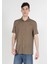 Regular Fit Shirt Neck Baskılı Erkek Bej Kısa Kol Gömlek 4