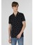 Regular Fit Polo Yaka Baskılı Erkek Lacivert Kısa Kol Tişört 1