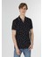 Regular Fit Polo Yaka Baskılı Erkek Lacivert Kısa Kol Tişört 2