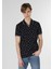 Regular Fit Polo Yaka Baskılı Erkek Lacivert Kısa Kol Tişört 3