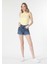 Slim Fit Çizgili Sarı Kadın Atlet 3