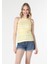 Slim Fit Çizgili Sarı Kadın Atlet 4
