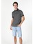 Regular Fit Polo Yaka Jakarlı Erkek Antrasit Kısa Kol Tişört 1