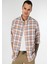Regular Fit Shirt Neck Ekoseli Erkek Turuncu Uzun Kol Gömlek 3
