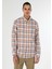 Regular Fit Shirt Neck Ekoseli Erkek Turuncu Uzun Kol Gömlek 4