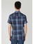 Regular Fit Shirt Neck Ekoseli Erkek Lacivert Kısa Kol Gömlek Cl1063184 2
