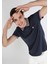Regular Fit Polo Yaka Jakarlı Erkek Lacivert Kısa Kol Tişört 1